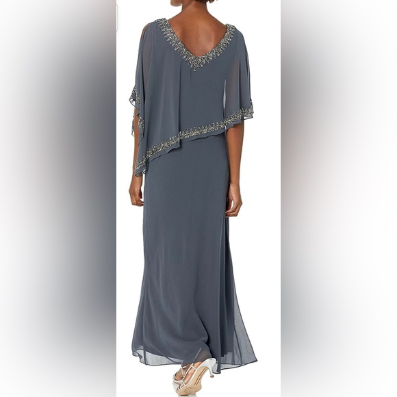 J Kara Women's Embellished Overlay floor length Gown - Picture 2 of 7